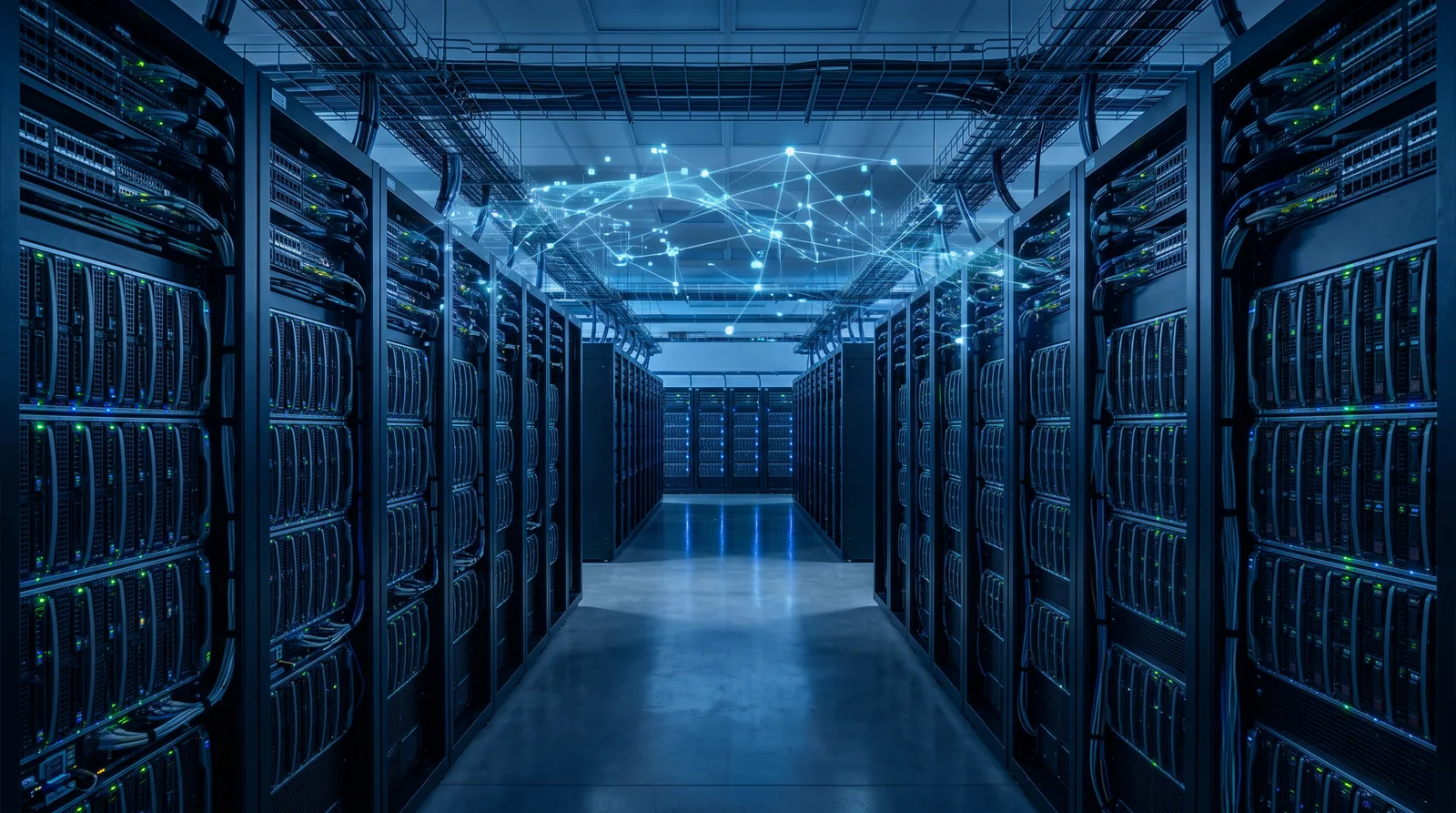 Enterprise blade server racks with a virtualization network visualization overlay