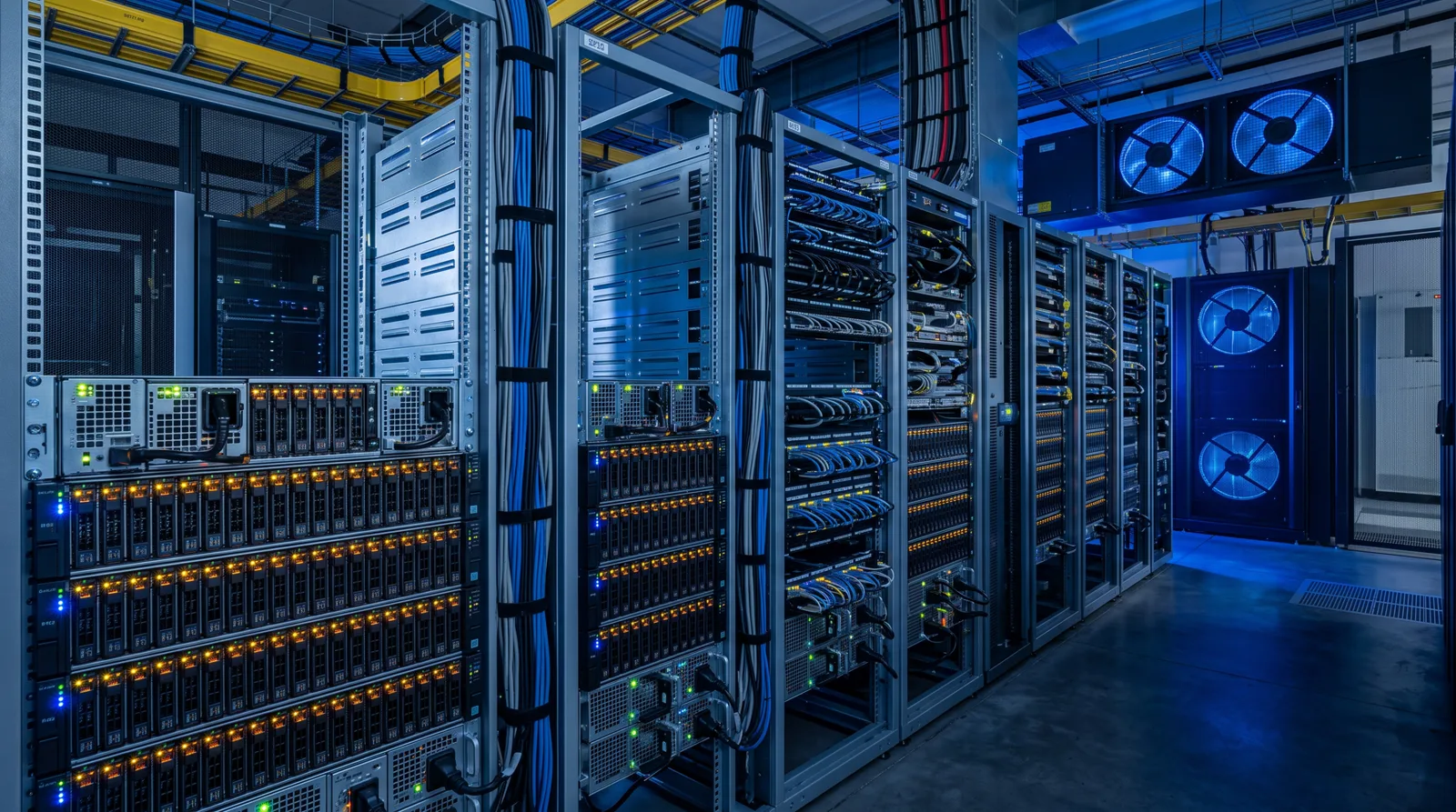 Enterprise backup storage array with rows of disk drives in a data centre